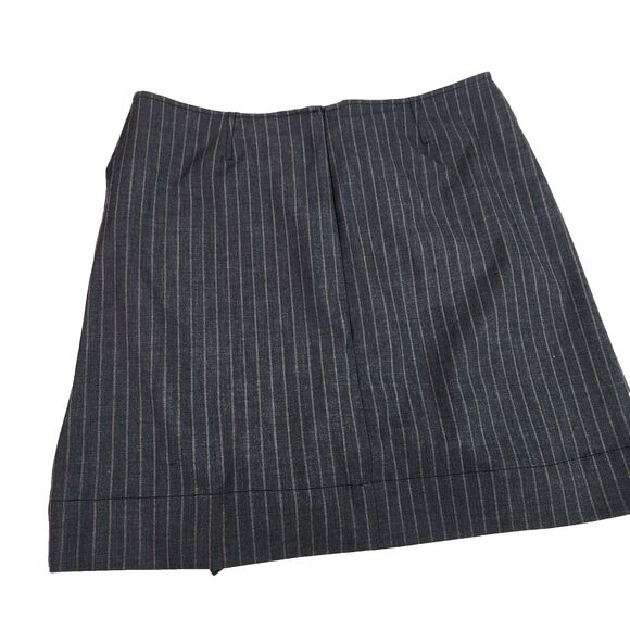 GANNI Skirt Womens 42 10/12 Grey Pinstripe Ruched Sky Captain Tie Gray NWT Siren - Picture 5 of 16